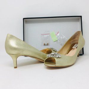 Badgley Mischka Layla Platino Leather Evening Pump